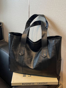 Large Capacity Commuter Womens Tote Bag Thickened Single Shoulder Handbag Korean Style Fashionable Soft PU Leather Bag