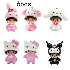 Sanrio | kitty Monchhichi Doll Detachable Hats Can Be Hung On Bags Cute Decorative Small Gifts for couples’ birthdays and present-giving