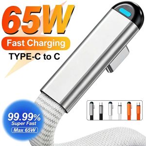 65W Cáp sạc nhanh Loại C Để Loại C dòng dữ liệu 90 Độ USB C Để C Dây cáp dây cho Iphone Huawei Samsung Xiaomi