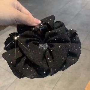 Elegant Black Feather Hair Clip Fashionable Mesh Shark Clamp Stylish Hair Accessories Versatile Hair Grips Trendy Headwear