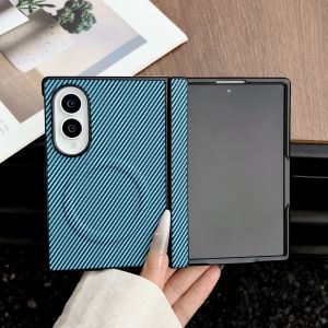 Ultra Thin Magnetic Carbon Fiber Texture Hinge Case for Samsung Galaxy Z Fold 8 Wide Ultra 7 6 5 for MagSafe Matte Hard PC Cover