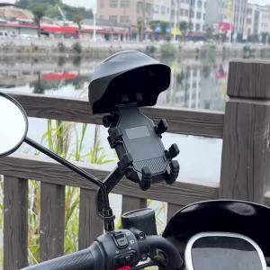 Motorcycle Bicycle Phone Mount Holder Outdoor Riding GPS Navigation Bracket Rainproof Sun Shade