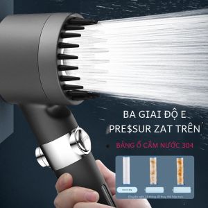 Đầu Vòi Hoa Sen Lượng Mưa Màu Đen Với 3 Chế Độ Có Thể Điều Chỉnh Áp Suất Cao Tay Cầm Bộ Lọc Bằng Thép Không Gỉ Và Vòi Cho Phụ Kiện Phòng Tắm