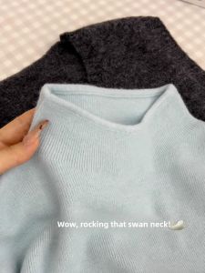PEIZIXUAN | Semi-High Collar Blue Fleece Sweater