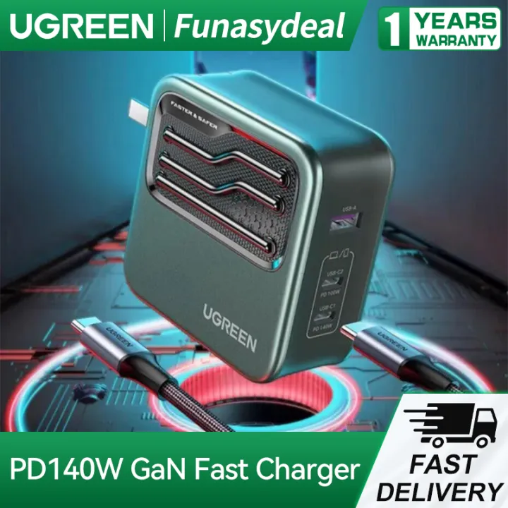 UGREEN 140W GaN Charger PD3.1 USB-C Fast Charger 3-Port Multiport Power Adapter Foldable Plug Charging Block for MacBook Gaming Laptop iPhone Samsung Android