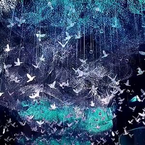 UMI Crystal Transparent Acrylic Flying Bird Ornaments Wedding Ceiling Pendant Party Image Artificial Animal Decoration 亚克力蜂鸟