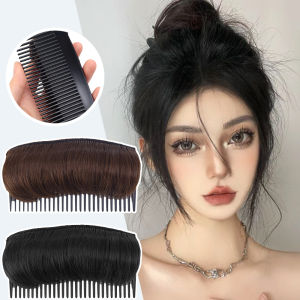 เบาะหวีวิกผมวิกแผ่นผมเนื้อนุ่มล่องหนทำจากใยสังเคราะห์สวมใส่สบายหวีเสียบทำจากใยอาหารที่อุณหภูมิสูงไว้ด้านบนของกะโหลกศีรษะเพิ่มเครื่องประดับผม