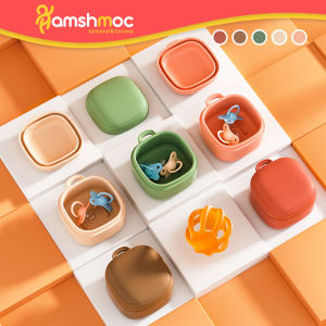 Hamshmoc Portable Baby Pacifier Holder Silicone Pacifier Case Pacifier Storage Box Seal Design with Hanging Hole for Travel Outdoor