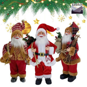 Christmas Sitting Standing Santa Claus Figurines Doll Cute 12inch Xmas Tree Party Ornament Table Office Fireplace Home Decor