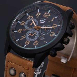 Men Watch / Sport / Leather Waterproof / Calendar Display / Casual Watches