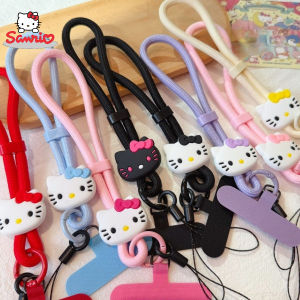 Sanrio | Sanrio Hello Kitty Macaron Cute Color Bow Phone Strap Adjustable Wristband Keychain Decorative Items Girl Gift Wristlet Chain