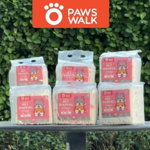 PawsWalk Disposable Pet Diapers Pack - 12 Pcs Male and Female Sizes XXS to XL Perfect for Dogs and Puppies
