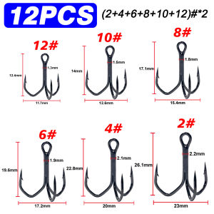LAKBAT 15/20PCS Treble Hooks 2#‑12# Barbed Sharp Nickel‑Plated Anti‑Rust High‑Strength Saltwater Fishing Lure Hooks Pesca Tackle