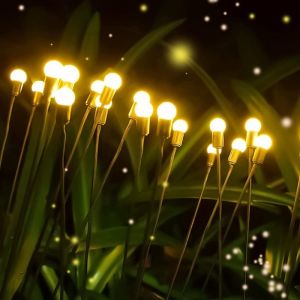 Solar Lights Romantic Rocking Firefly LED Outdoor Waterproof Sunlight Powered Landscape Lights Garden Decoration Light