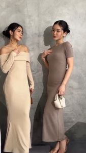 MARYAM DRESS RAJUT KNIT RIB LENGAN PENDEK-INNER DRESS WANITA SUPER JUMBO-INNER KOREAN STYLE