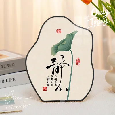 Centering Emotionally Stable Small Ornament Office Desk Top Decorative Painting Good Talker Metal Framed New Chinese Style