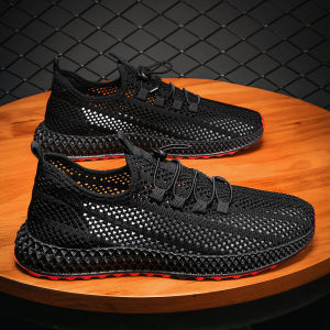 Mens Summer Breathable Thin Mesh Running Shoes Fly Knit Casual Lightweight Airy Running Sneakers Low Top Flat Slip-On