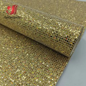 คริสตัลลายสก๊อต Glitter สีทึบ Faux สังเคราะห์ PU หนังผ้า DIY เย็บ Handmade Bow กระเป๋า Craft Decor วัสดุแผ่น