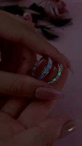 Starry Night Glow Silver Plated Couple Ring Men Women Promise Engagement Wedding Party Ring Star Pair Luminous Ring