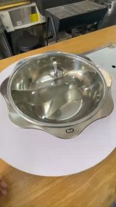Nồi lẩu 2 ngăn nắp đậy nồi lẩu 2 ngăn bếp từ nồi inox 2 đáy nắp kính xoong lẩu bếp từ xoong inox 2 ngăn nắp đậy
