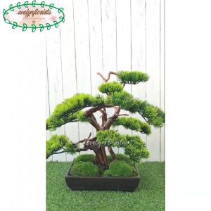 Pohon Imitasi Pohon Artificial Bonsai Latex Pot Semen Persegi Hiasan Meja Kantor Meja Ruang Tamu