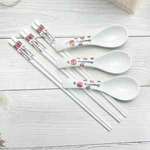 Premium Ceramic Chopsticks Set Cute Fruit Cartoon Design Couple Lovely Gift High Aesthetic Value Student Daily Use Dining Utensils