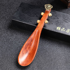 Black Ebony Tea Spoon Creative Traditional Chinese Guzheng Design Tea Ceremony Accessories Wooden Handmade Kitchen Utensils