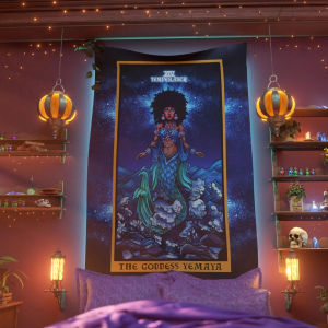 VIKAMA Yemaya Goddess Tapestry Ocean Mysterious Learning Style Wall Decoration Living Room Meditation Room Room Decoration