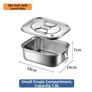 Stainless Steel Square Lunch Box With Lid and Handle