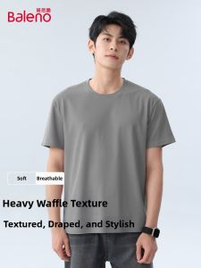 BALENO | Heavyweight Gray Mens Waffle Texture T-Shirt