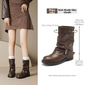 Agsdon | Giày Bốt Phong Cách Tây Phương Retro cho Phụ Nữ