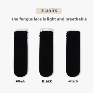 Womens Mid-Calf Thin Breathable Socks Summer Ice Cool Black White Long Socks Comfortable Moon Shape Footwear Accessories