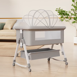 3 in 1 Baby Foldable Crib Newborn Bassinet Liftable Infant Cradle Sleeping Basket With Storage