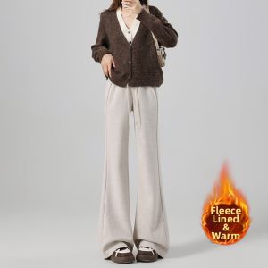 La Chapelle | Warm Thick High-Waist Loose Drape Flared Trousers