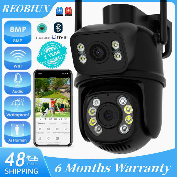 REOBIUX 8MP 4K WiFi Camera Dual Lens Connect Cellphone IP Camera Ai ...