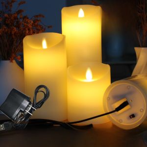 Electronic LED Candle Light USB Charging Swinging Artificial Wax Candle Wedding Celebration Bar Decoration Lighting