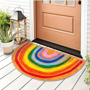 Thảm Chùi Chân Cầu Vồng Nhiều Lớp VIKAMA Gradient Mềm Mại Chống Trơn Trượt Thảm Lối Vào Phòng Tắm Trang Trí Nhà Cửa Thiết Kế Hình Bán Nguyệt