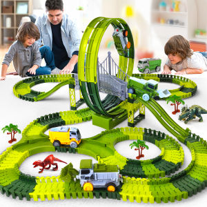 Electric Dinosaur Racing Car Track Set Magic Climbing Flexible Rail Car Educational Puzzle Toy for Kids