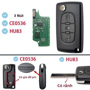 Chìa Khóa Điều Khiển Từ Xa SUPERKEY Flip Dành Cho Xe Citroen C2 C3 C4 C5 C6 Xsara Berlingo Peugeot 207 307 308 407 607 807 - Chất Liệu Nhựa + Kim Loại