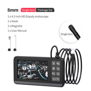 P005 Industrial Endoscope Camera 4.3 Inch IPS Screen HD1080P Pipe Sewer Inspection Borescope IP67 Waterproof LEDs 2600mAh For Car Inspection Tools