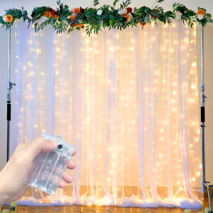 AA Battery Powered Curtain LED String Lights 8 Modes Holiday Light Wedding Bedroom Party Festival Anniversary Celebration Decor