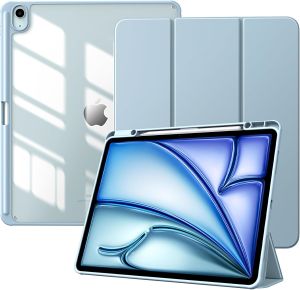 TiMOVO Case for New iPad Air 13 inch (M2) 2024 with Pencil Holder Slim Stand Protective Cover with Clear Transparent Back Shell for iPad Air 13 inch Auto Wake/Sleep Table Protective Cove