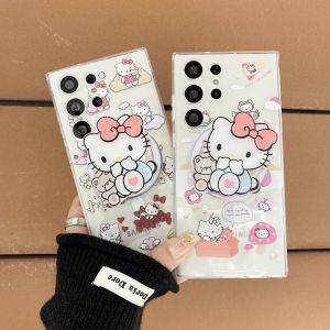 Magnetic Cute Cartoon Hello Kitty Shockproof Cases for Samsung S25Ultra S23Ultra S22Ultra S24Ultra hellokitty Phone Case for Galaxy S25Edge S25Plus S24Plus Note20Ultra Note10Plus S21FE S20FE S23E S24FE A56 A36 A26 A16 A06 A55 A35 A15 A05s A54 A34 A24 A14