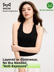 MiiOW | Black U-Neck Strap Vest Womens One-Piece Backless Base Shirt Summer New Style Cat Person Integrated Design Breathable Material