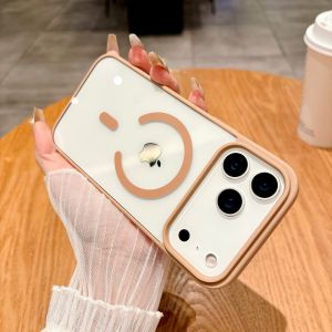 เคสโทรศัพท์ใสพร้อมขอบสีสันหรูหรา รองรับการชาร์จไร้สายแม่เหล็ก Magsafe สำหรับ iPhone 17 Air 16 E 15 14 Plus 13 12 11 Pro Max