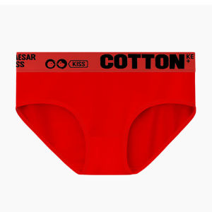 Womens Red Triangle Cotton Underwear Comfortable Mid-Waist Sports Style T-Shape New Year Luck Attracting Briefs