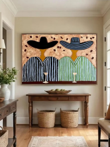 Hand-Painted Abstract Figures Canvas Art Textured Western Wall Decor