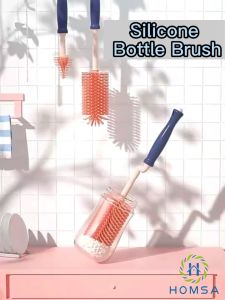 3 in 1 Baby Bottle Cleaning Brush Set 360 Degree Rotating Long Handle Pacifier Cup Bottle Brush Set Silicone Brushes Efficient Cleaning