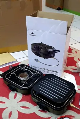 kompor lipat camping 2 in 1 naturehike dua api nyala compor gas lipat stainless steel iron stove double burner kompor kemah