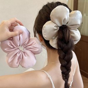 Hoa ngọt ngào hình dạng scrunchies vải miếng bọt biển lớn Satin Dây Buộc Tóc Dây Buộc Tóc Dây Buộc Tóc phóng đại dây buộc tóc hàng ngày